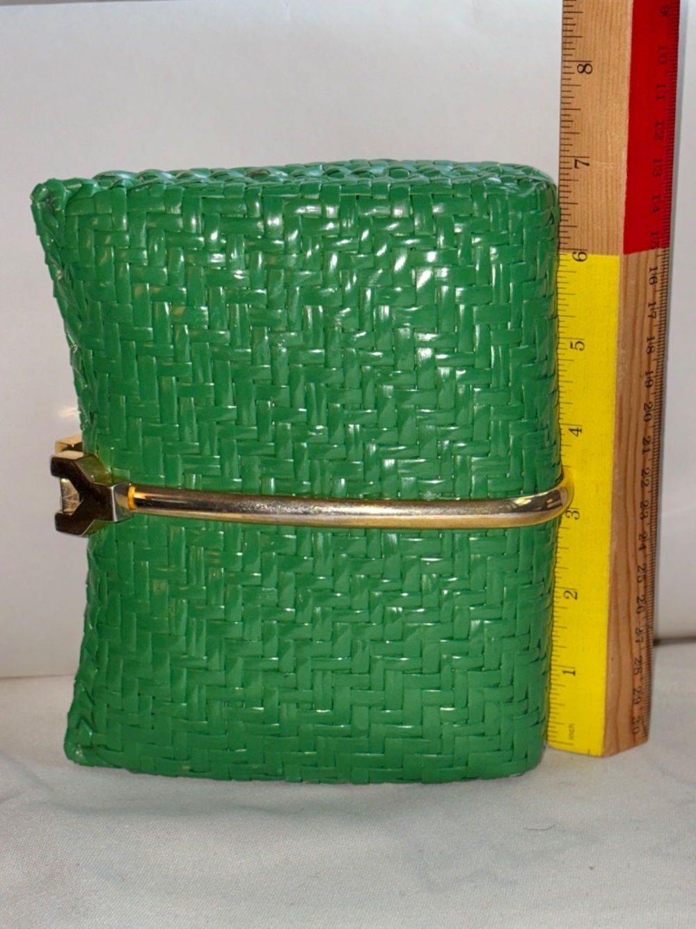 RODO Italy GREEN Wicker Clutch 60s 70s Designer Purse HTF Vintage Evening Italy - Picture 12 of 16